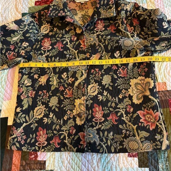 Carol Anderson by Invitation Floral Canvas Jacket Size Large Button Up - Picture 5 of 7